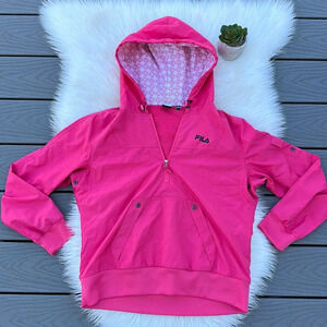 Fila pink windbreaker sweatshirt with quarter zip